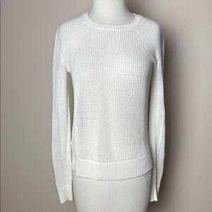 Athleta Women's White Crew Neck Ribbed Long Sleeve Sweater Size S